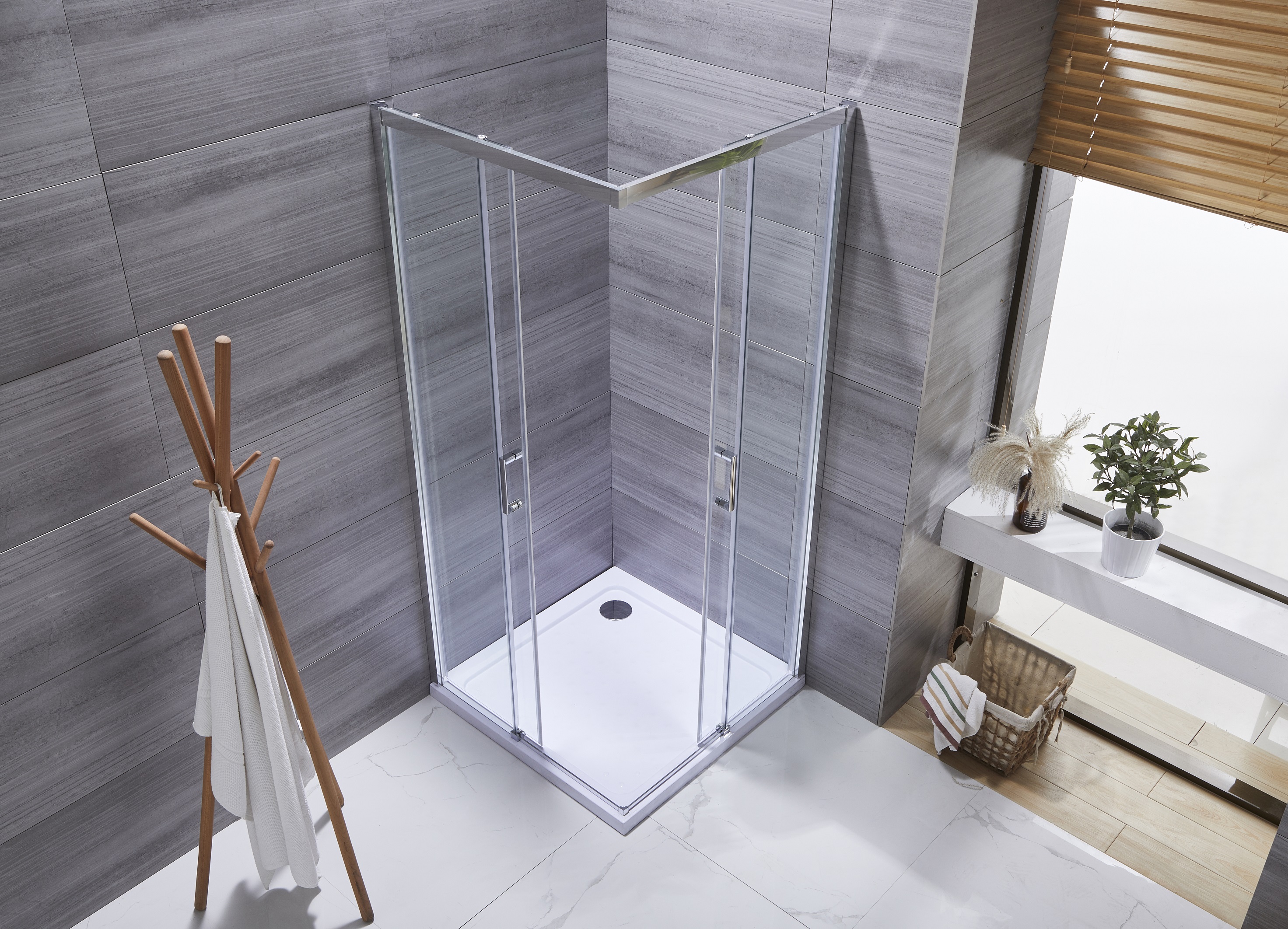 2020 New Bathroom Shower Panels Walk in Door Style Transparency Clearly Glass with Chrome Aluminum Frame