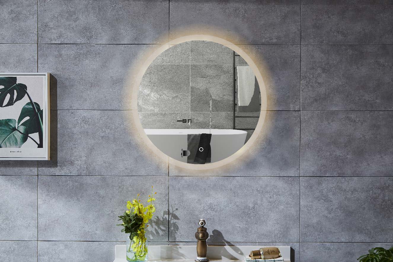 Round LED Mirror with light bath mirror copper free glass