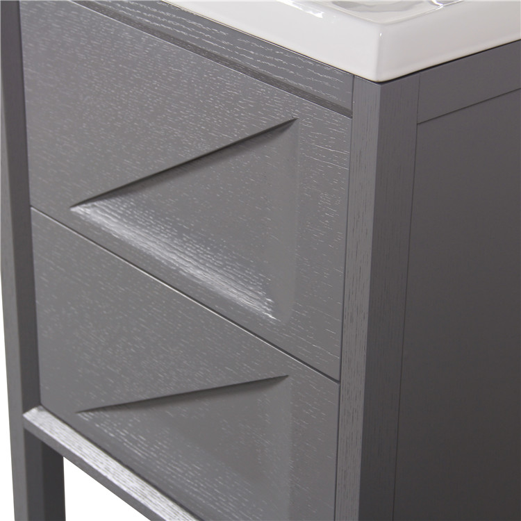 23.6inch Grey Color Bathroom Cabinet Vanity Floor Standing with Countertop
