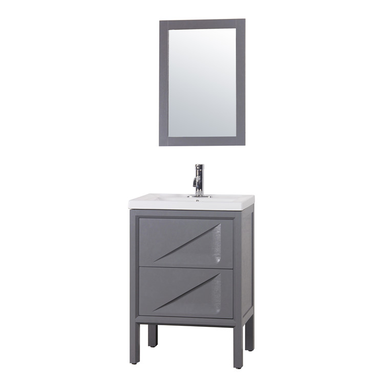 23.6inch Grey Color Bathroom Cabinet Vanity Floor Standing with Countertop