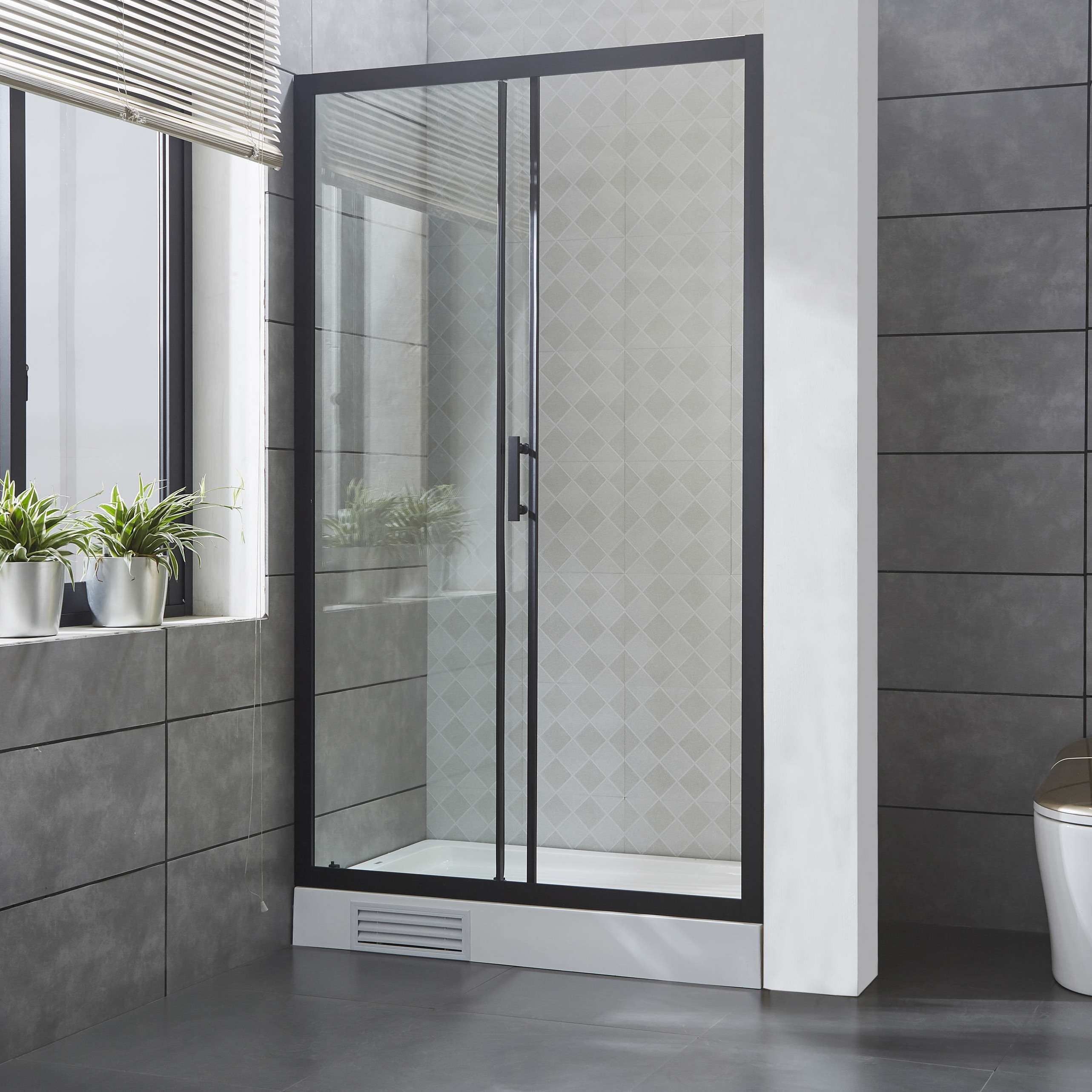 Matte Black 6MM Tempered Glass Shower Door Shower Enclosure with Nano Glass And Anti-exploding Protected Film