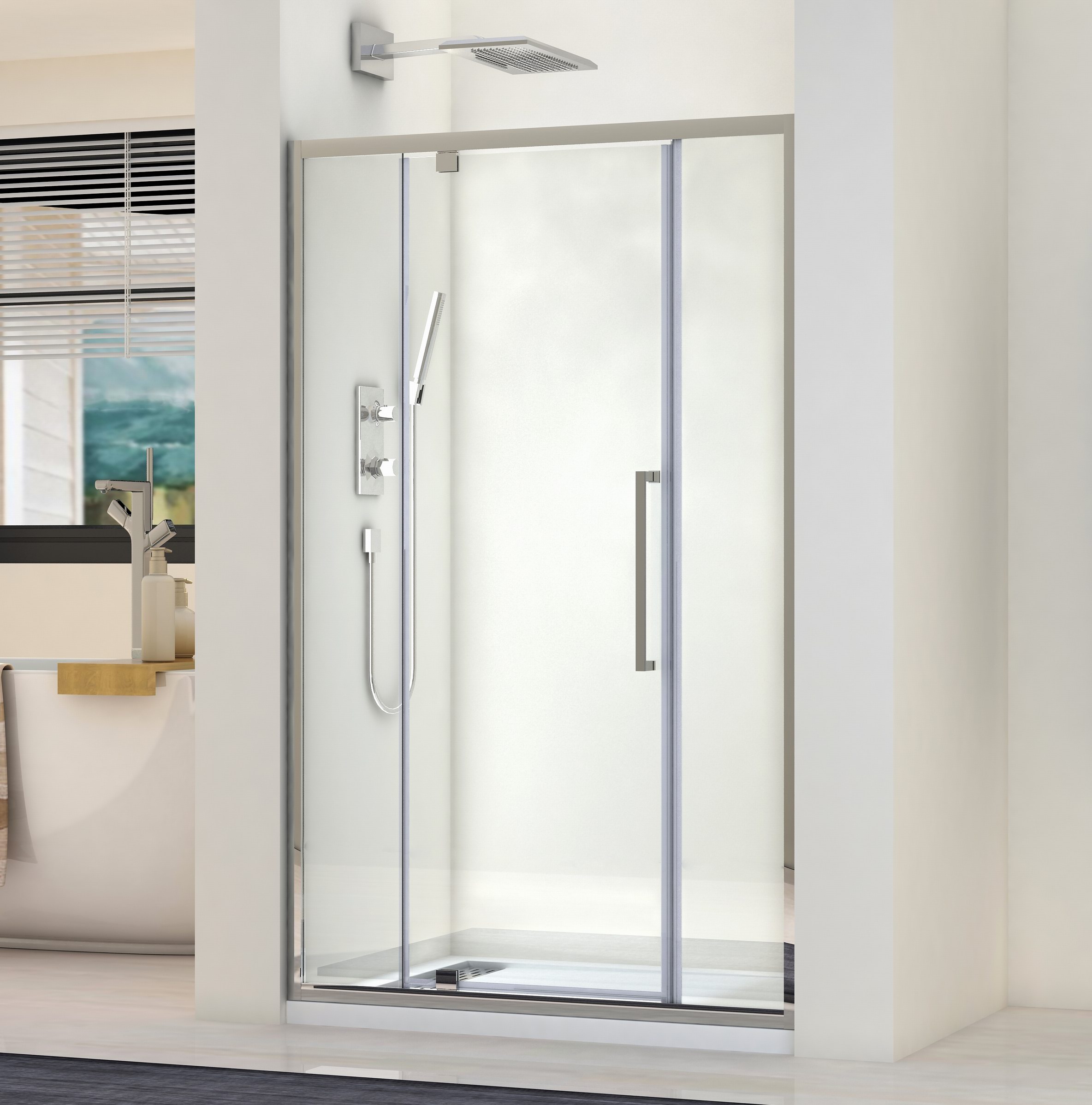 6MM Matt Black Pivot Glass Shower Door Bathroom Shower Enclosure Shower Room