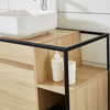 New Design Matt Black Metal Frame Industry Style Modern Bathroom Cabinet with Basin Vanity Set