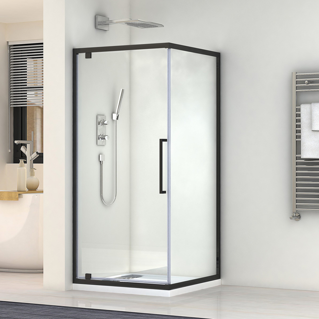 6MM Matt Black Pivot Glass Shower Door Bathroom Shower Enclosure Shower Room