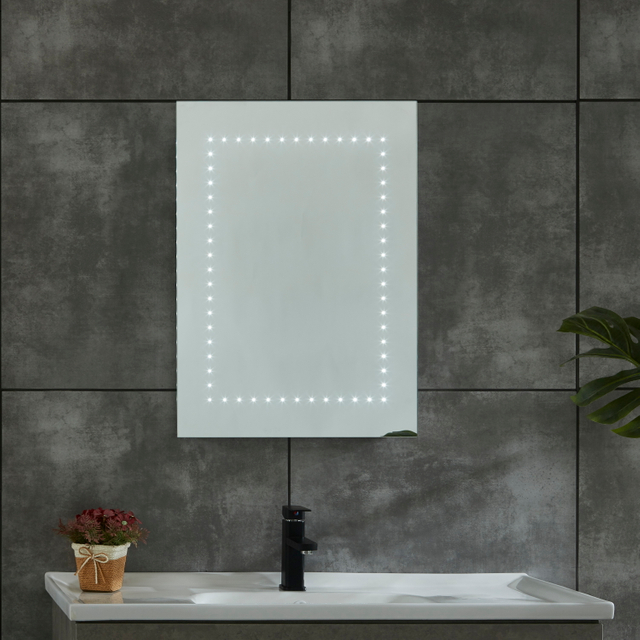CE IP44 New Style 4 Sides Frame Illuminated LED Bathroom Mirror with Shaver Socket