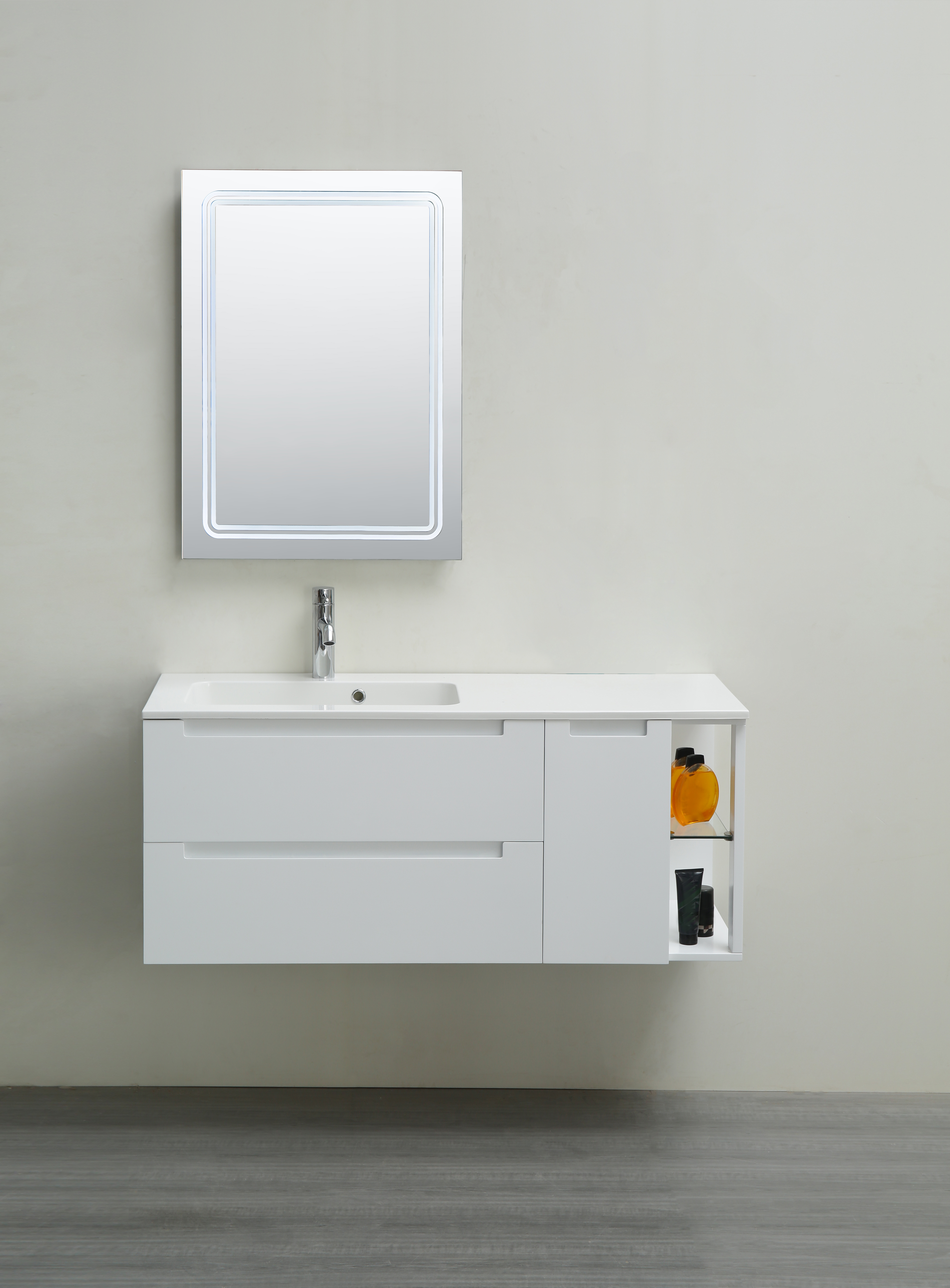 Wall Mounted Bathroom Cabinet White Color With 2 Doors and 2 Drawers