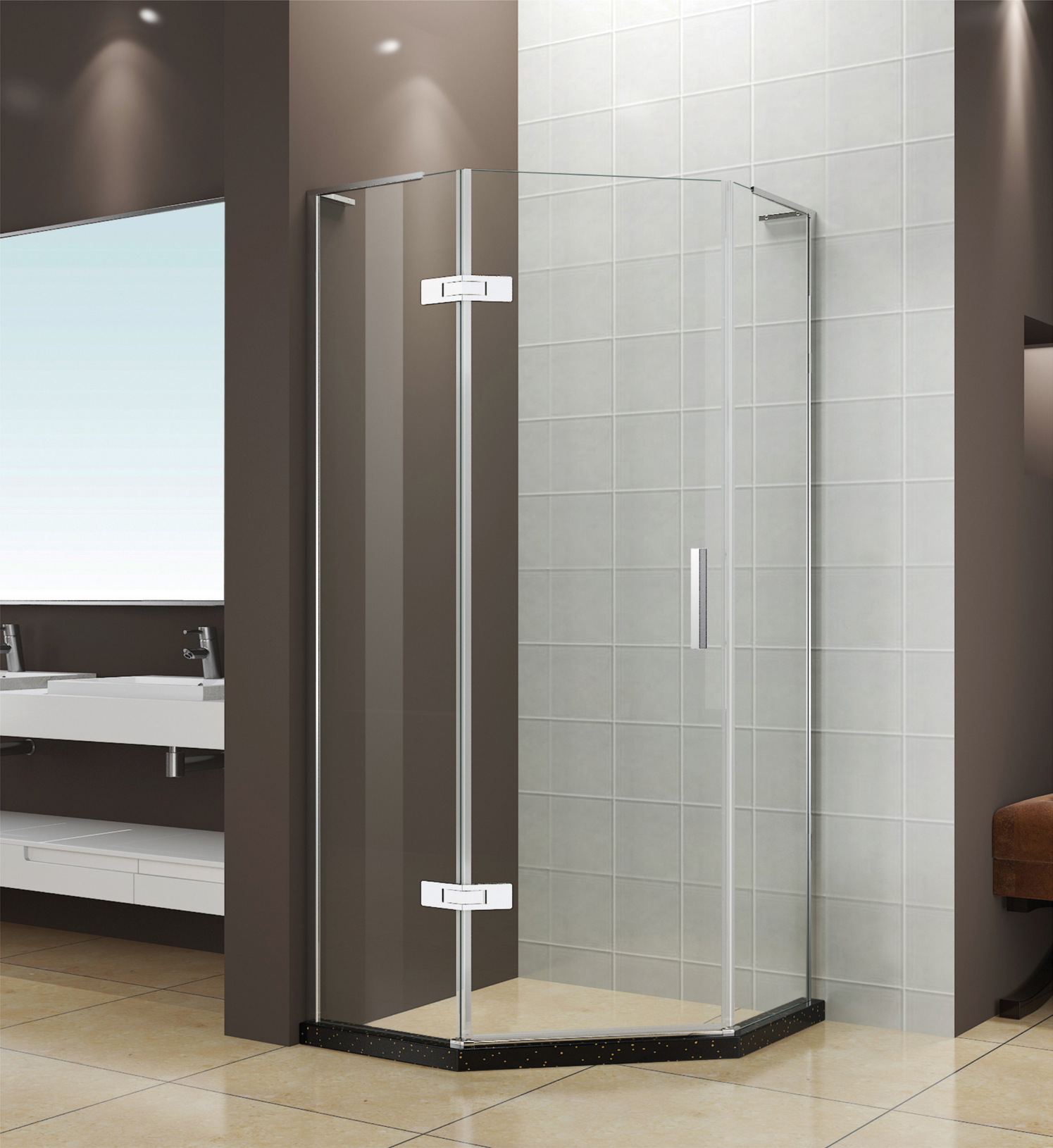  2020 New Bathroom Shower Doors Walk in Style Transparency Clearly Glass with Black Tray