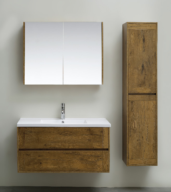 2020 New Wall Mounted Bathroom Cabinet Dark Wood Color Furniture