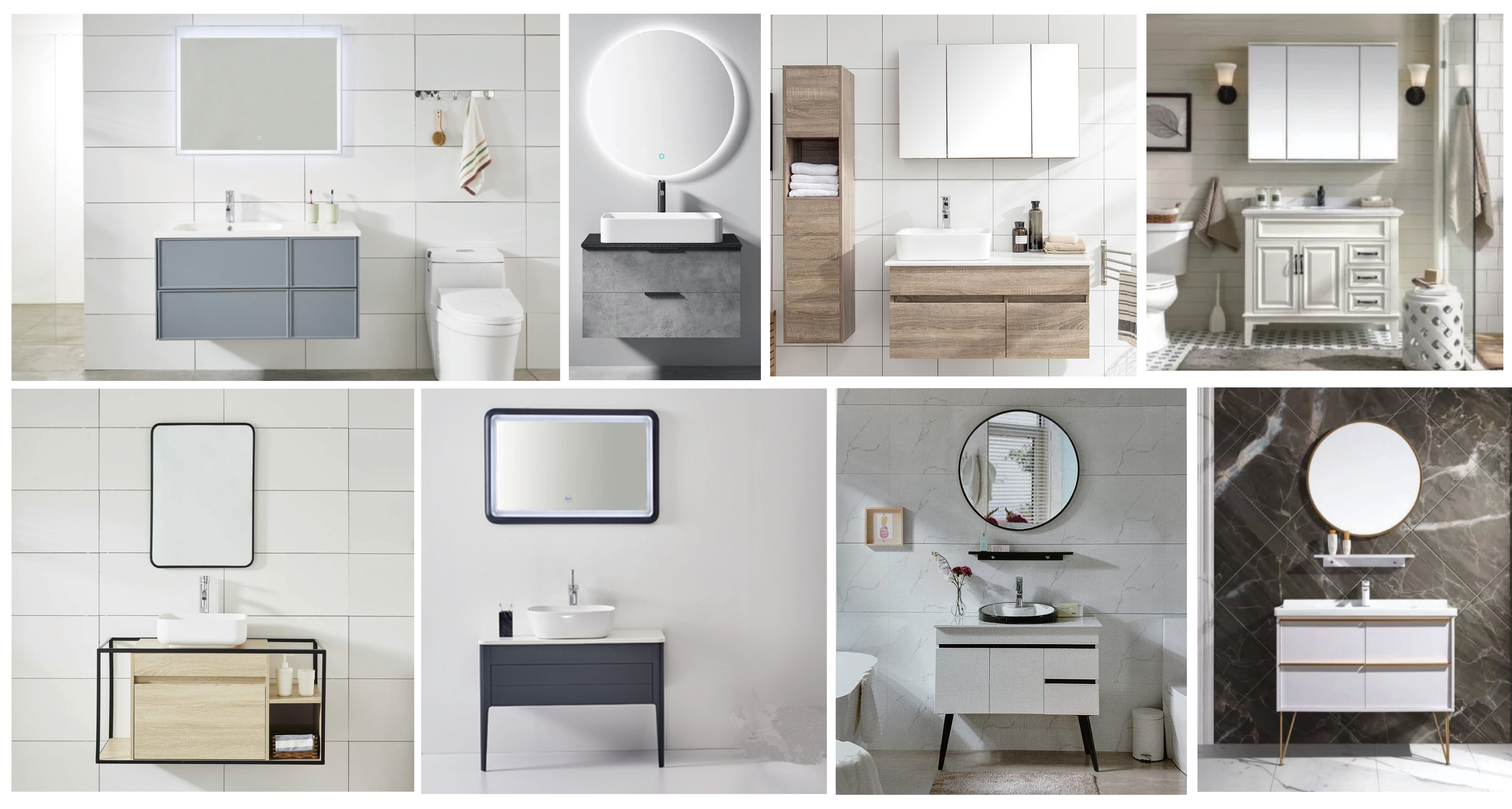 Simple Fasion MDF Melamine Modern Bathroom Basin Furniture Wall Cabinets with Mirror