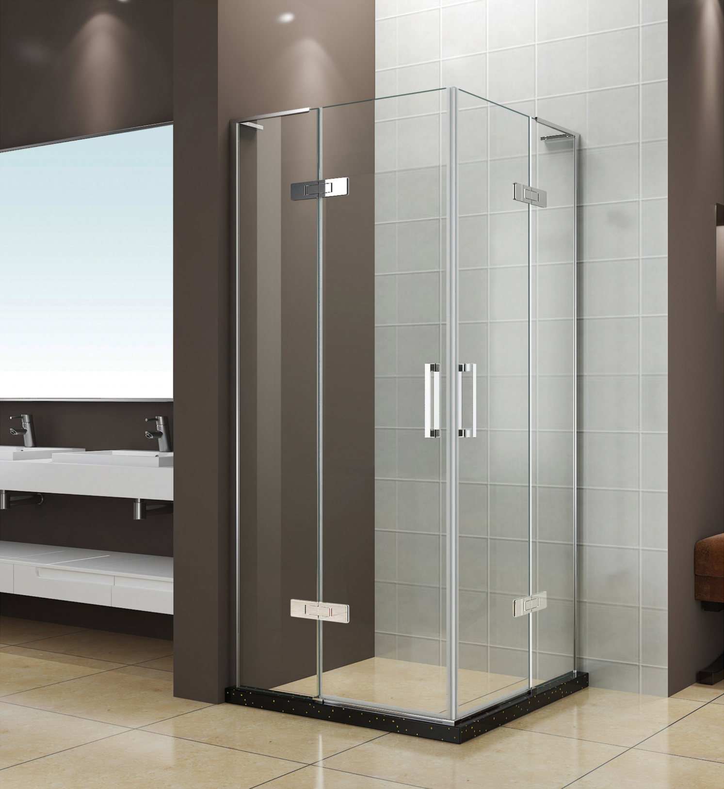  2020 New Bathroom Shower Doors Walk in Style Transparency Clearly Glass with Black Tray