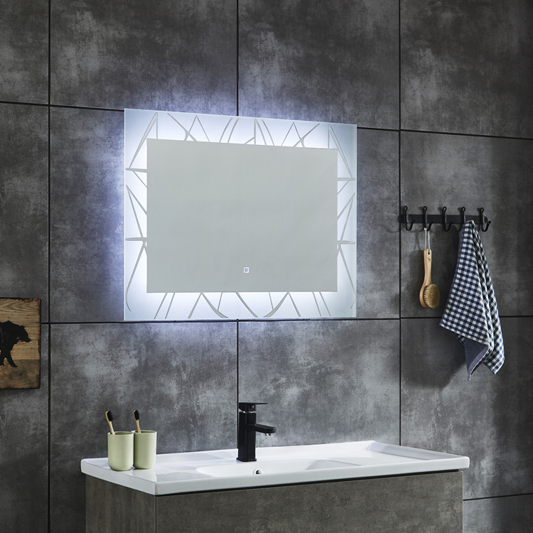 Simple Bathroom LED Mirror Defogger Pad Lights Vanity mirror Aluminum, powder coated steel, copper free silver mirror