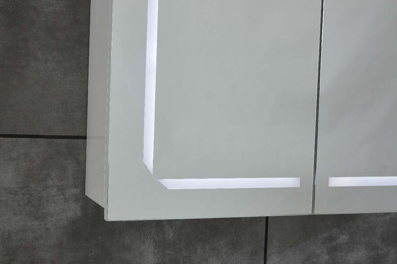 Vertical LED Mirror Cabinet Copper-free Bathroom Wall Mounted With Two Doors
