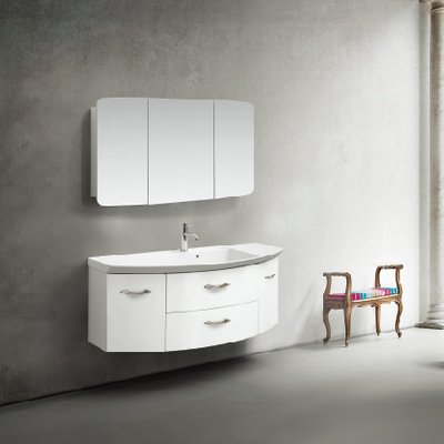 Wall Mounted Bathroom Cabinet White Color With 2 Doors and 2 Drawers With Cabinet Mirror