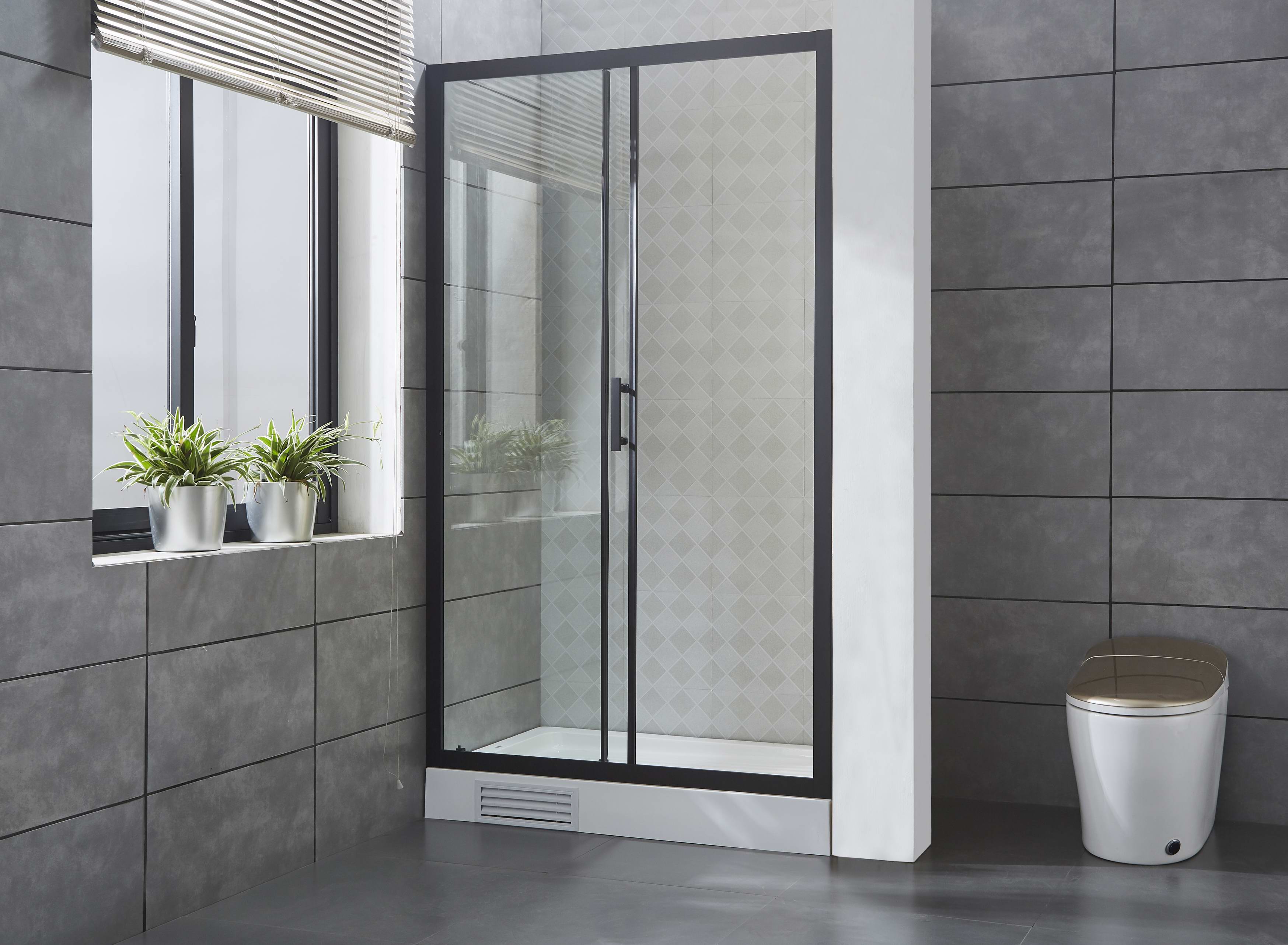 2020 New Bathroom Shower Door Tempered Glass Sliding 6/8mm Panles Black Aluminum Frame