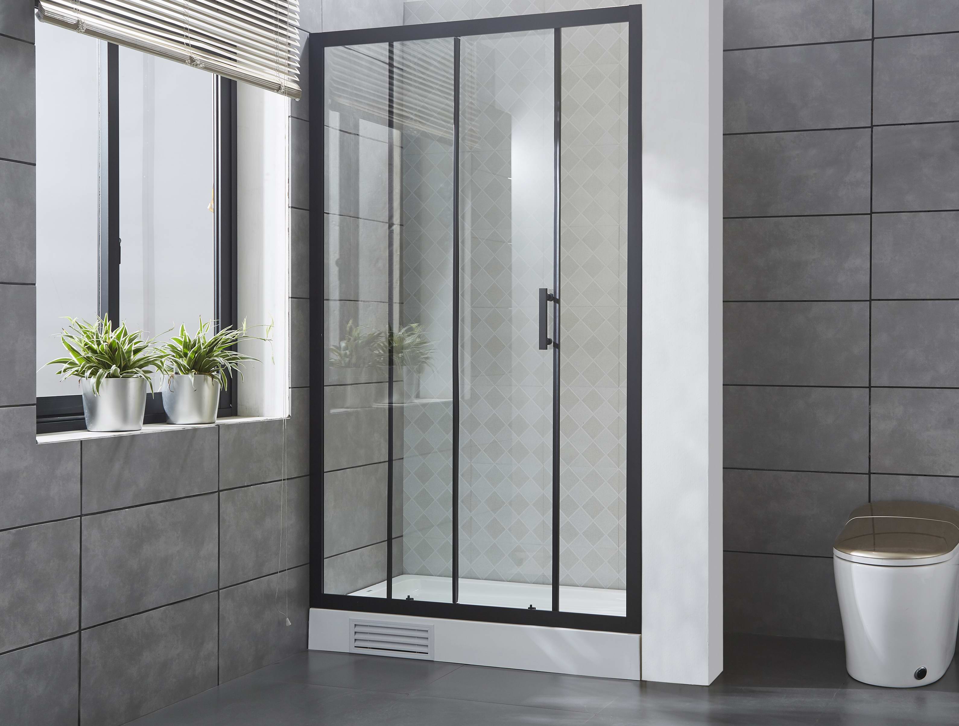 2020 New Bathroom Shower Door Tempered Glass Sliding 6/8mm Panles Black Aluminum Frame