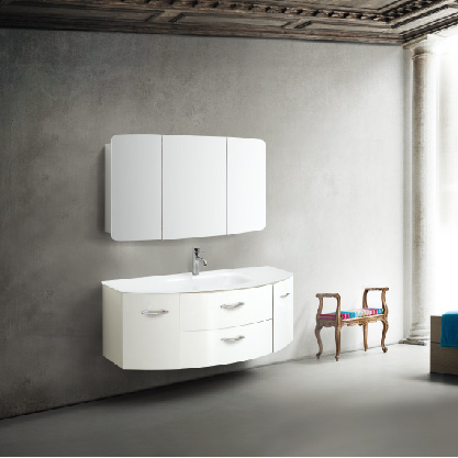 Wall Mounted Bathroom Cabinet White Color With 2 Doors and 2 Drawers