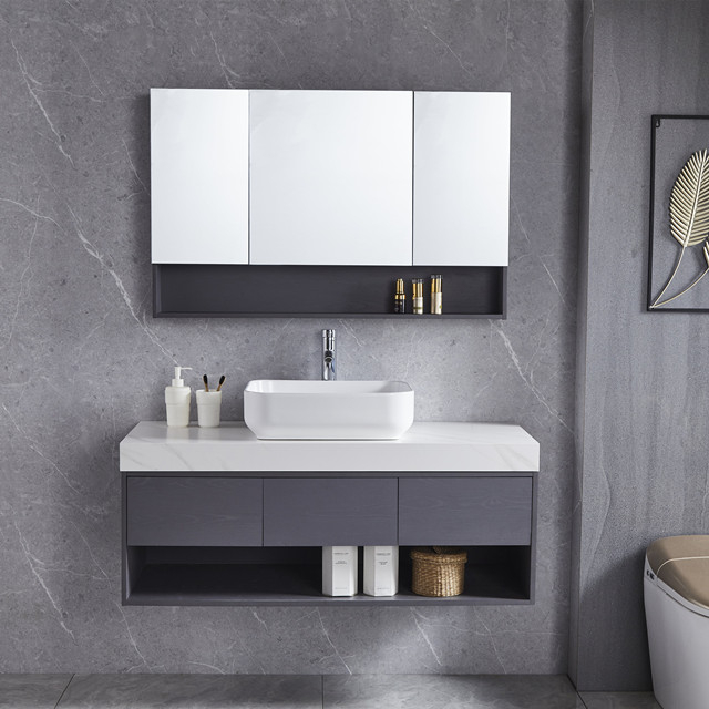 Modern Sintered Stone Floating Bathroom Vanity Set