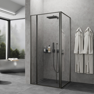 Matte Black Frameless Hinged Shower Door 900x2000mm For Apartment Fit Out