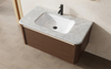 Walnut Fluted Bathroom Vanity with LED Mirror | Custom Size, Color & Material | Entop OEM/ODM Manufacturer
