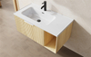 Light Wood Fluted Vanity Floating Bathroom Cabinet with Open Shelf | Custom Size, Color & Material | Entop OEM/ODM Manufacturer