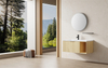 Light Wood Fluted Vanity Floating Bathroom Cabinet with Open Shelf | Custom Size, Color & Material | Entop OEM/ODM Manufacturer