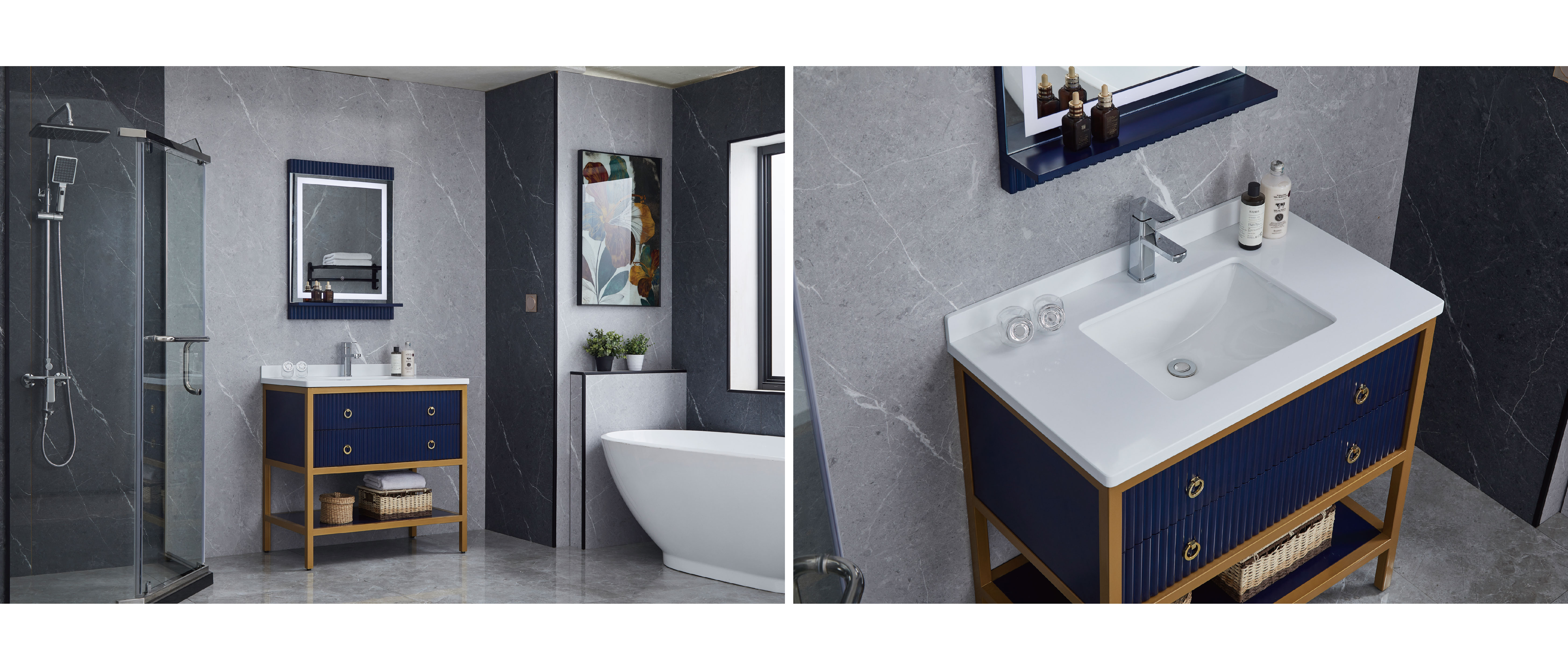Navy Blue Bathroom Cabinets Floor Vanity