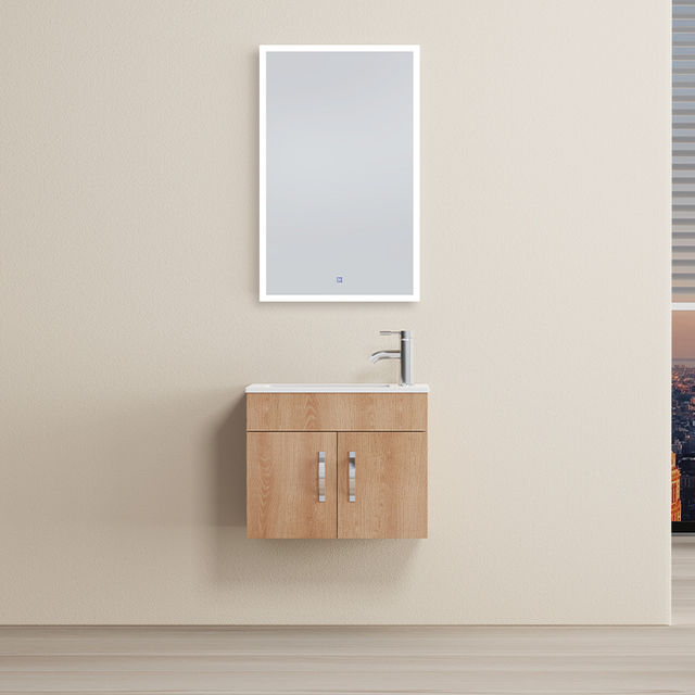 Light Wood Compact Wall-Mounted Vanity | Custom Size, Color & Material | Entop OEM/ODM Manufacturer