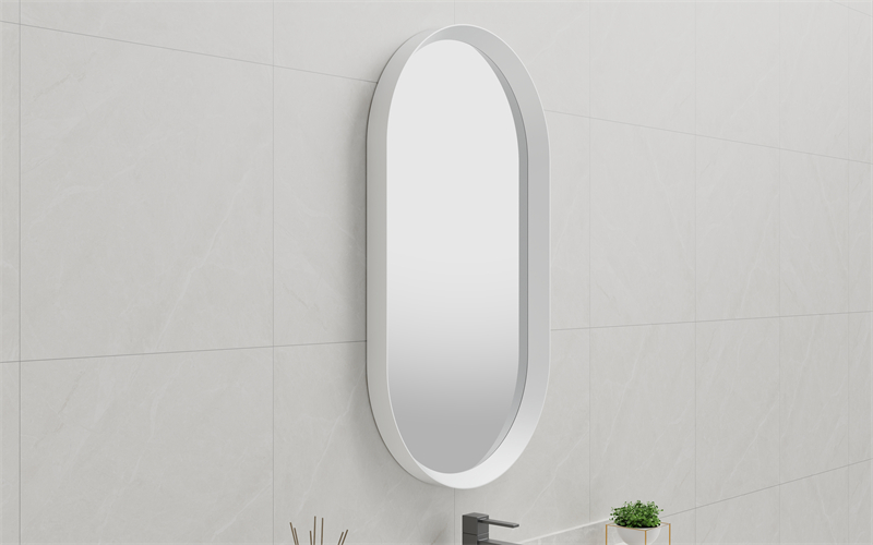 EML-1155 Minimalist Wall Mirror Oval Bathroom Mirror White Frame| Custom Size | Entop OEM/ODM Manufacturer