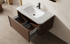 Walnut Fluted Bathroom Vanity with LED Mirror | Custom Size, Color & Material | Entop OEM/ODM Manufacturer