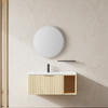Light Wood Fluted Vanity Floating Bathroom Cabinet with Open Shelf | Custom Size, Color & Material | Entop OEM/ODM Manufacturer