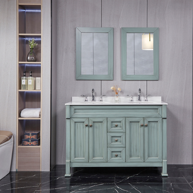 Floor Standing Bathroom Vanity with Double Basin 