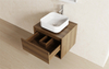 Minimalist Wall Mounted Dark Wood Bathroom Vanity with Open Shelf | Custom Size, Color & Material | Entop OEM/ODM Manufacturer