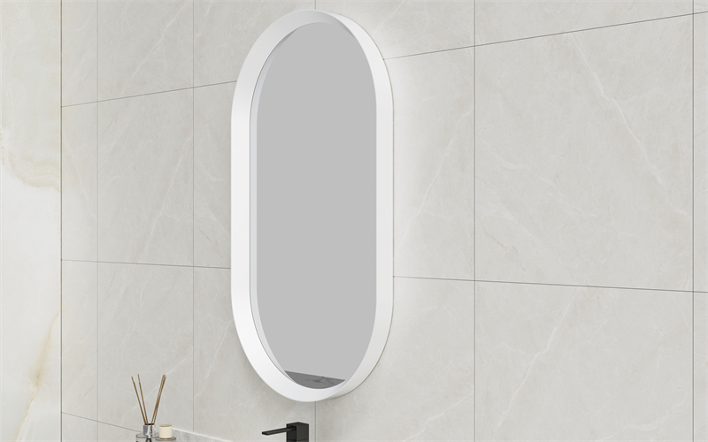 EML-1155 Minimalist Wall Mirror Oval Bathroom Mirror White Frame| Custom Size | Entop OEM/ODM Manufacturer