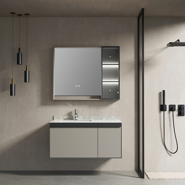 Modern Wall-mounted Bathroom Vanity with Integrated Sink And Smart Mirror Led Light Fast Response