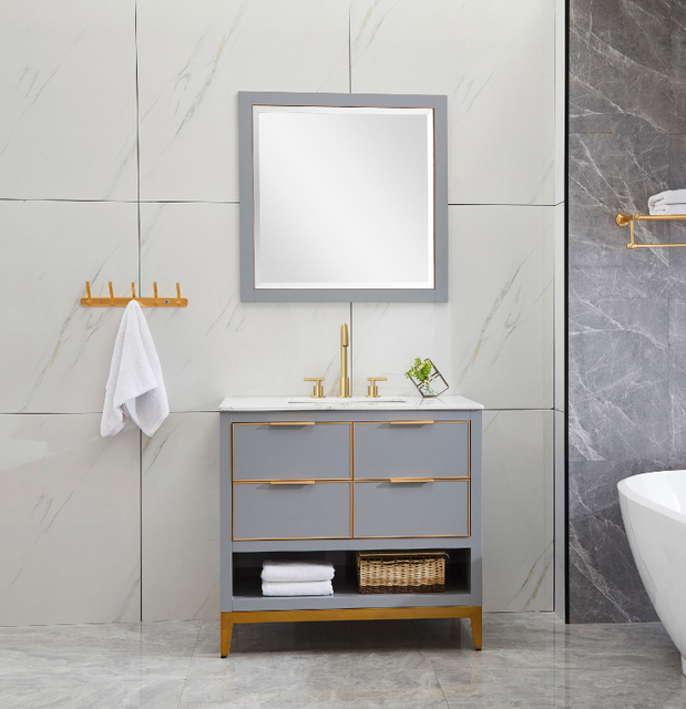 Cabinets Open Storage Space Bathroom Vanity