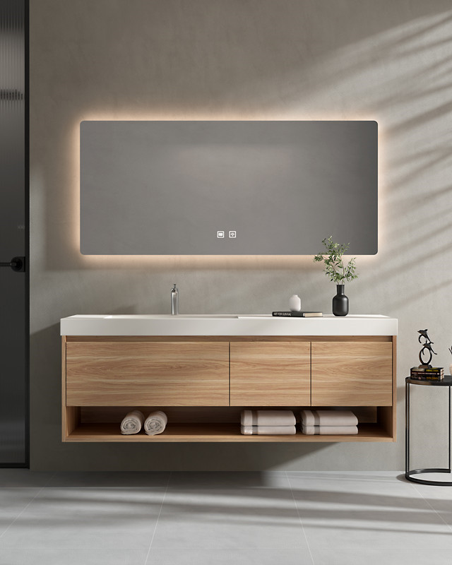 Modern Bathroom Vanity Cabinet Solid Surface Vanity Top Design