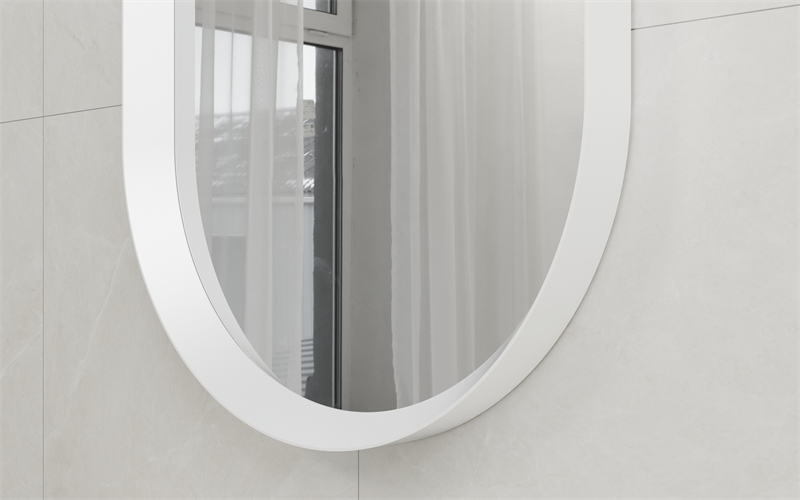 EML-1155 Minimalist Wall Mirror Oval Bathroom Mirror White Frame| Custom Size | Entop OEM/ODM Manufacturer