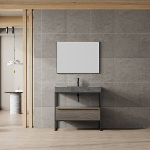 Oak Light Brown Floor Standing Bathroom Vanity Unit for Floor Pedestal Sink