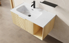 Light Wood Fluted Vanity Floating Bathroom Cabinet with Open Shelf | Custom Size, Color & Material | Entop OEM/ODM Manufacturer
