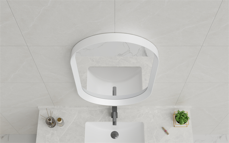 EML-1155 Minimalist Wall Mirror Oval Bathroom Mirror White Frame| Custom Size | Entop OEM/ODM Manufacturer