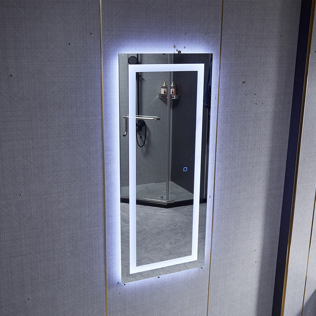 Rectangular Time Display Mirror Bathroom Customized LED Backlit Solon Mirror 