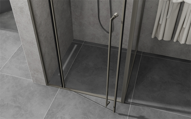 Matte Black Frameless Hinged Shower Door 900x2000mm For Apartment Fit Out