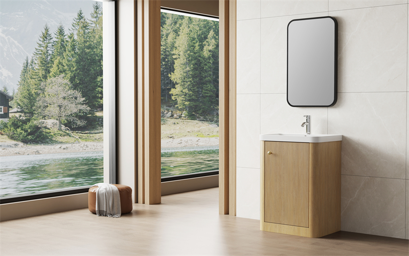 Floor Standing Bathroom Cabinet Japandi Compact Vanity | Custom Size, Color & Material | Entop OEM/ODM Manufacturer