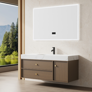 MDF Double Drawer Bathroom Vanity with Side Cabinet | Custom Size, Color & Material | Entop OEM/ODM Manufacturer