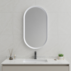 EML-1155 Minimalist Wall Mirror Oval Bathroom Mirror White Frame| Custom Size | Entop OEM/ODM Manufacturer