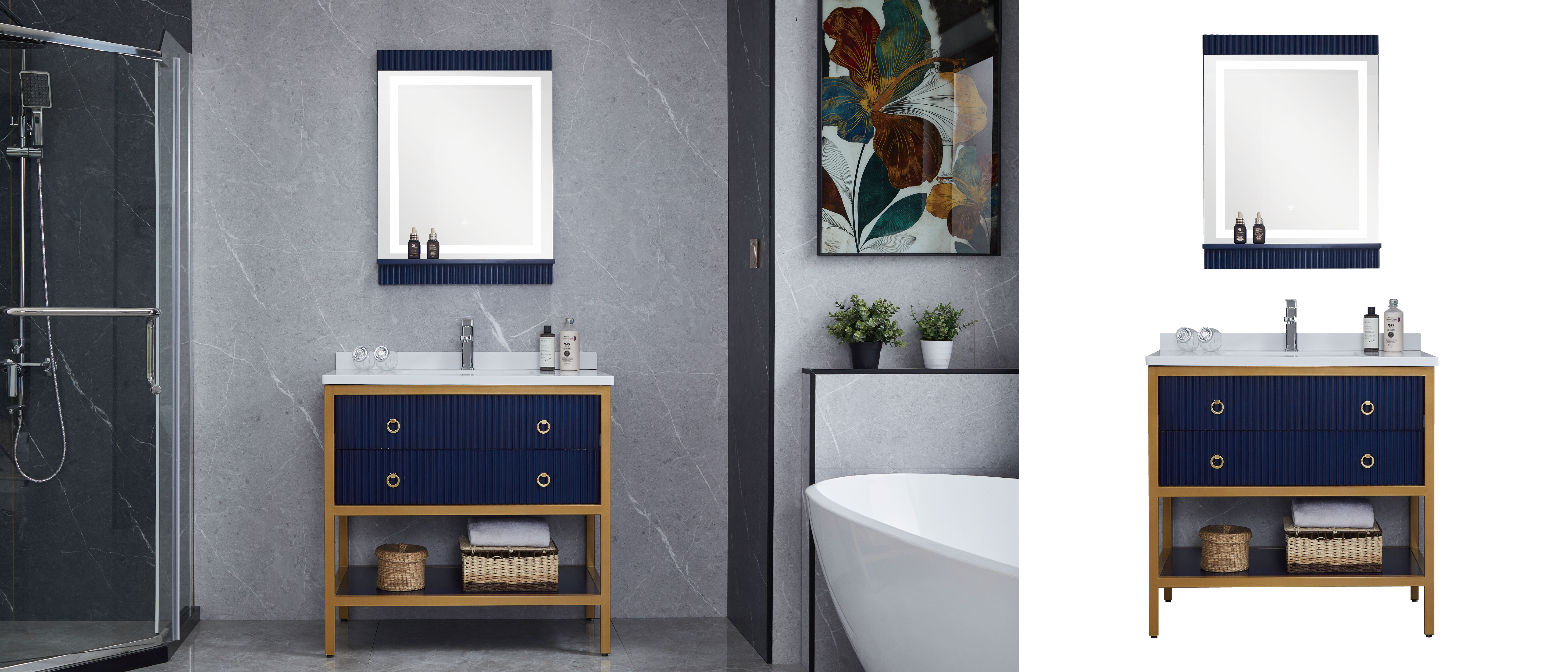Navy Blue Bathroom Vanity Cabinets