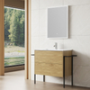 Floor-standing Double Drawer Bathroom Vanity with Black Metal Frame | Custom Size, Color & Material | Entop OEM/ODM Manufacturer