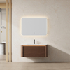 Walnut Fluted Bathroom Vanity with LED Mirror | Custom Size, Color & Material | Entop OEM/ODM Manufacturer